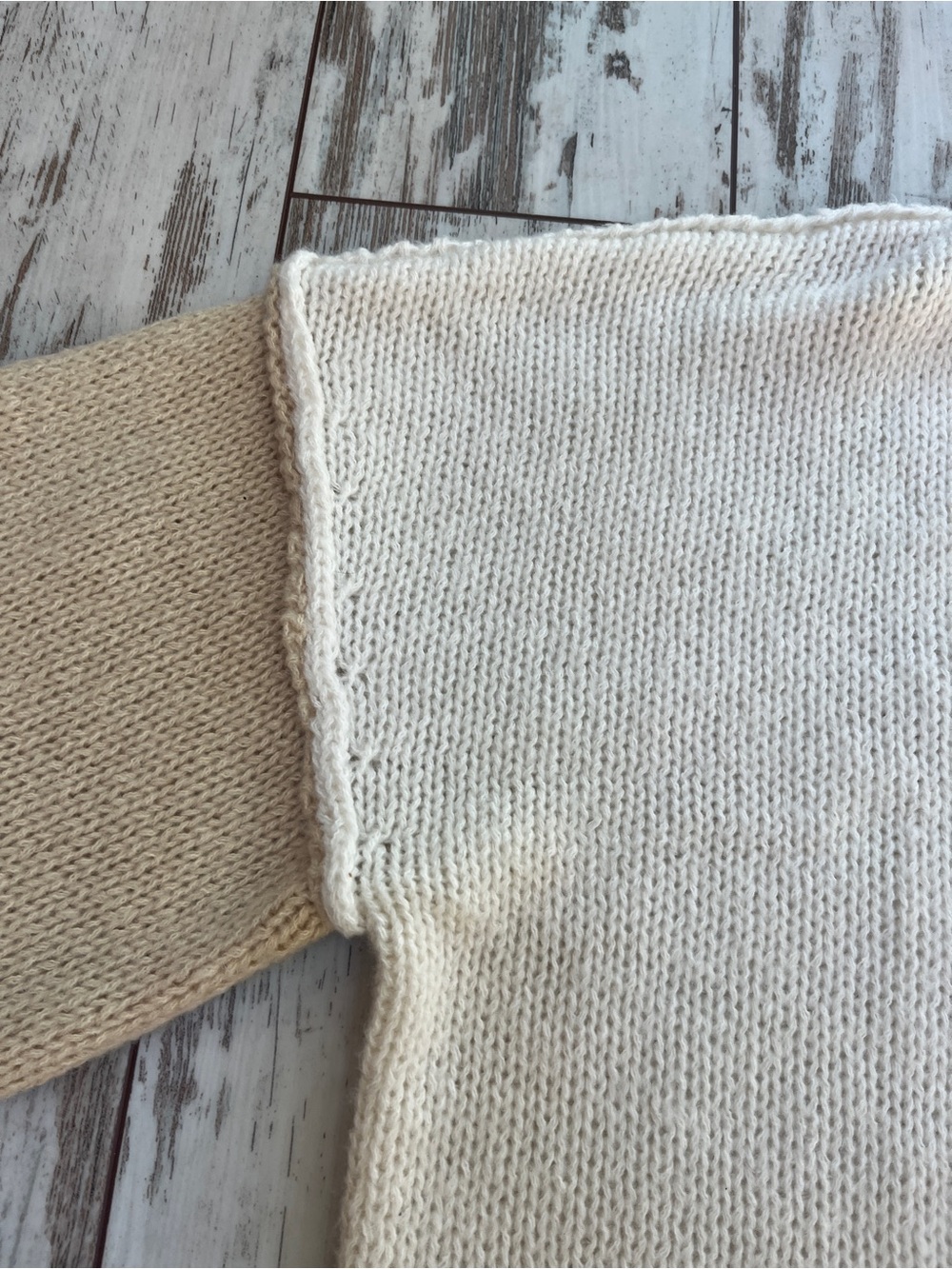 Saodimallsu Womens Medium White Beige Oversized Textured Knit Mock Neck Sweater - Picture 9 of 11